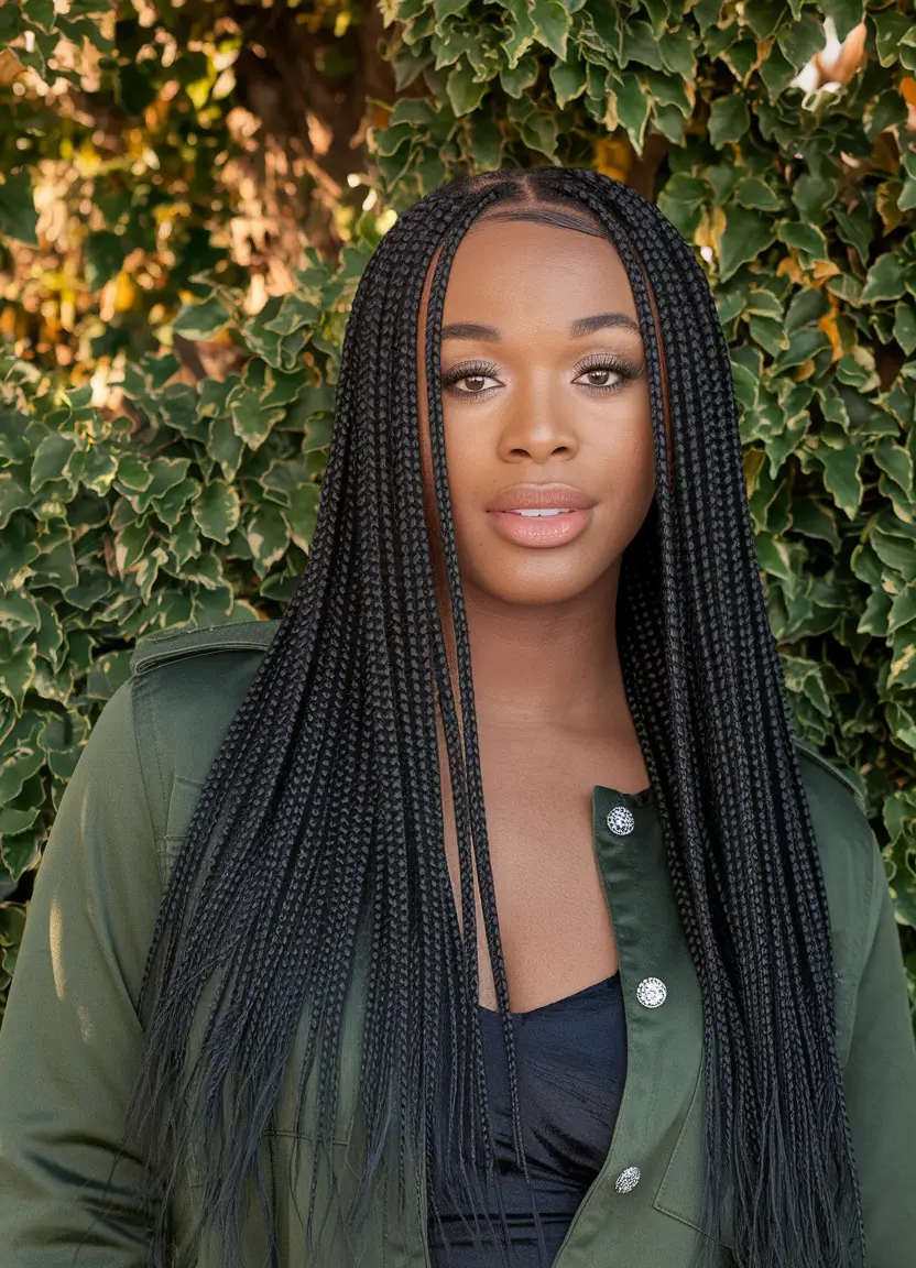 summer braids black women Ultra-Fine Micro Braids with Center Part