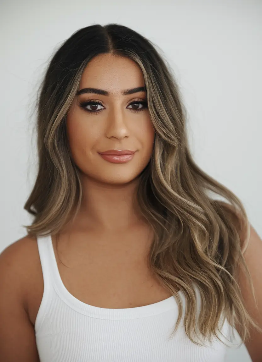 brunette hair color summer 2025 Neutral Blonde Balayage on Brunette Base