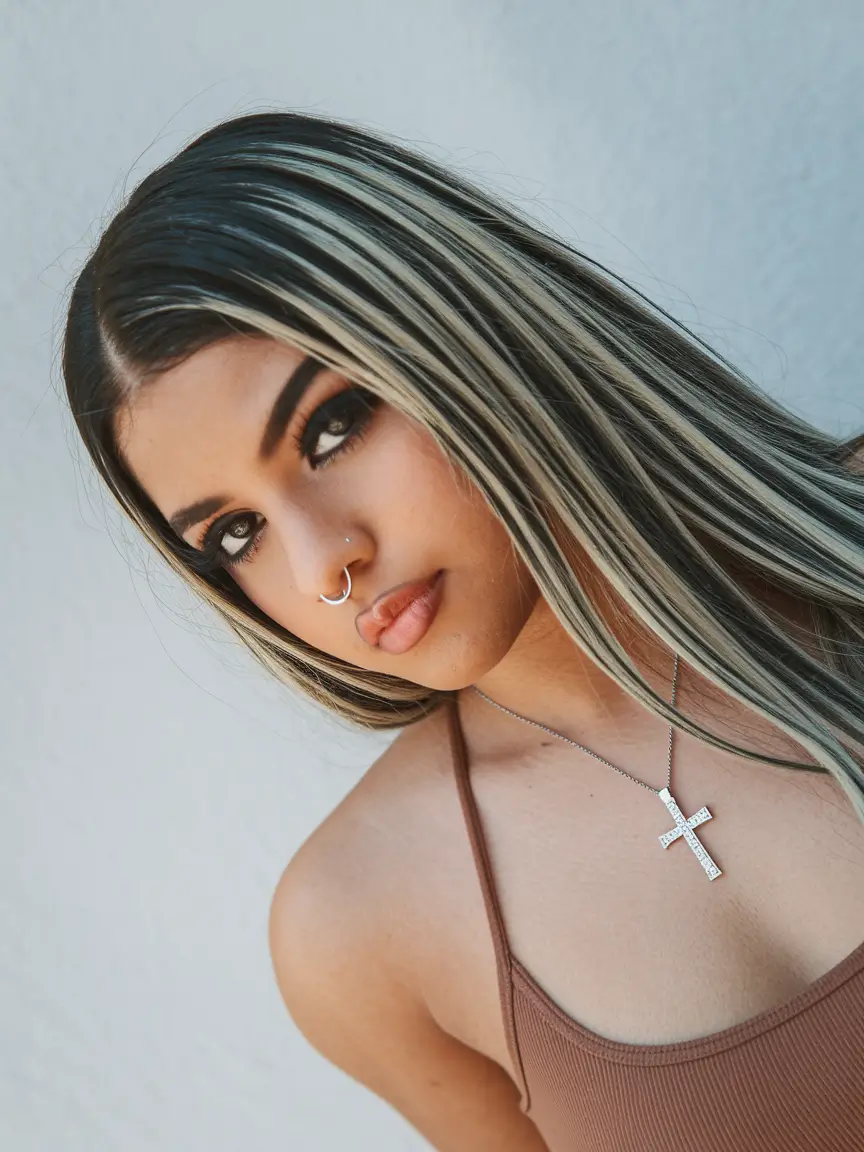 brunette highlights summer bold