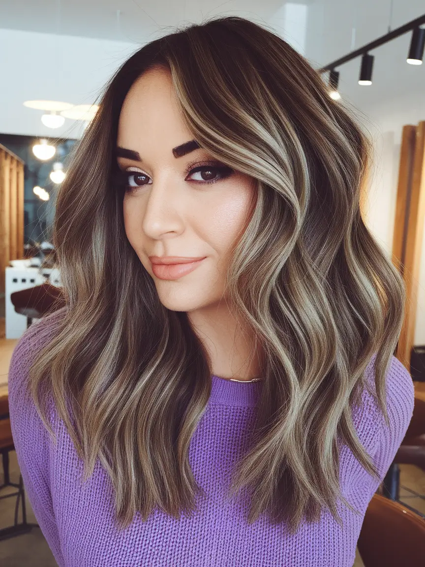 brunette highlights summer sun kissed