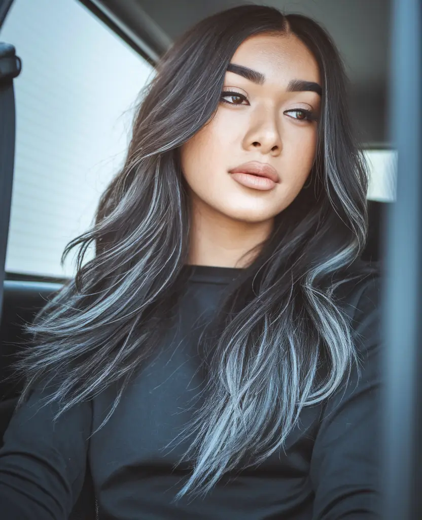 brunette highlights summer bold