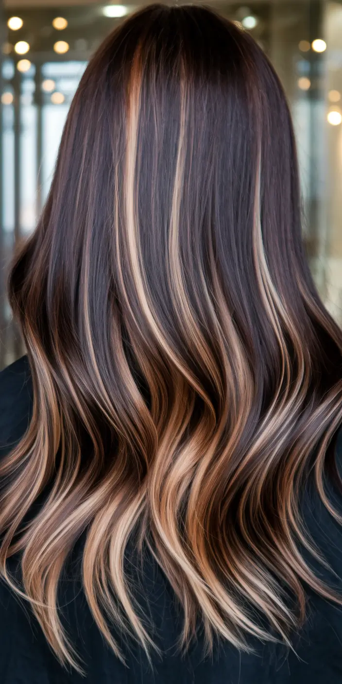 brunette highlights summer curly