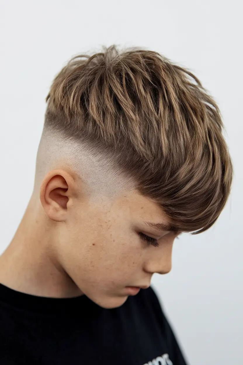 trendy boys haircuts 2025 short fade long on top straight