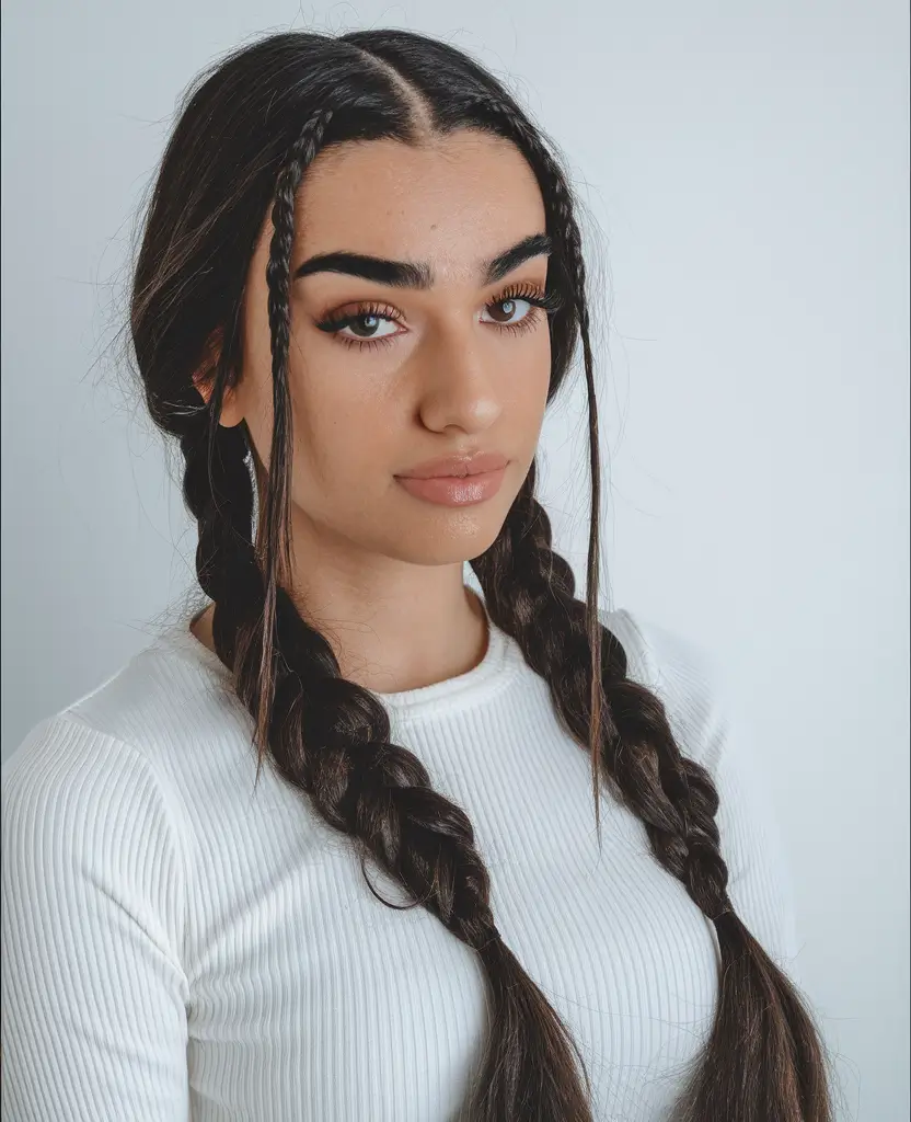 teen hairstyles girls easy braids+Framed Double Braids with Baby Twists