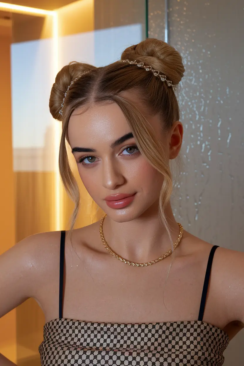 Easy Chic Summer Updo Glam Space Buns