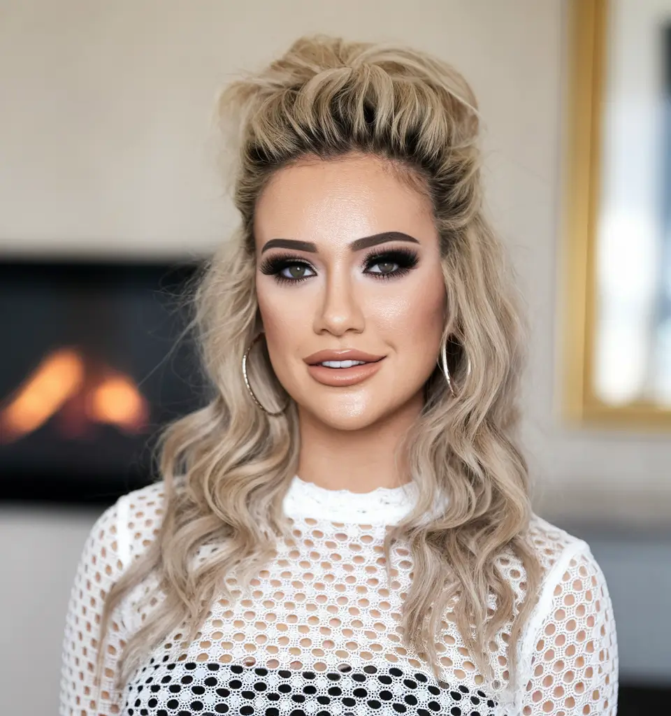 Easy & Cute Hairstyles Inspiration - Summer 2025 - Half-Up Bouffant Waves