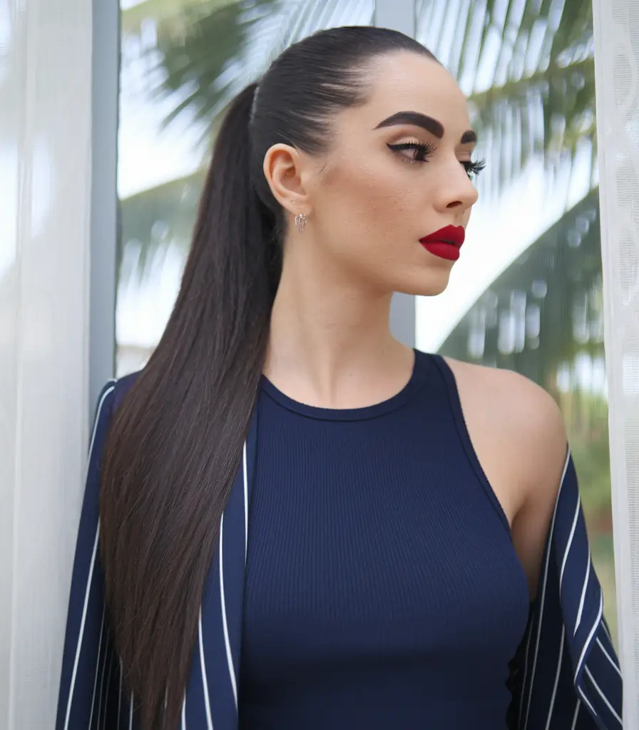 Easy & Cute Hairstyles Inspiration - Summer 2025 - Sleek High Ponytail with a Bold Finish