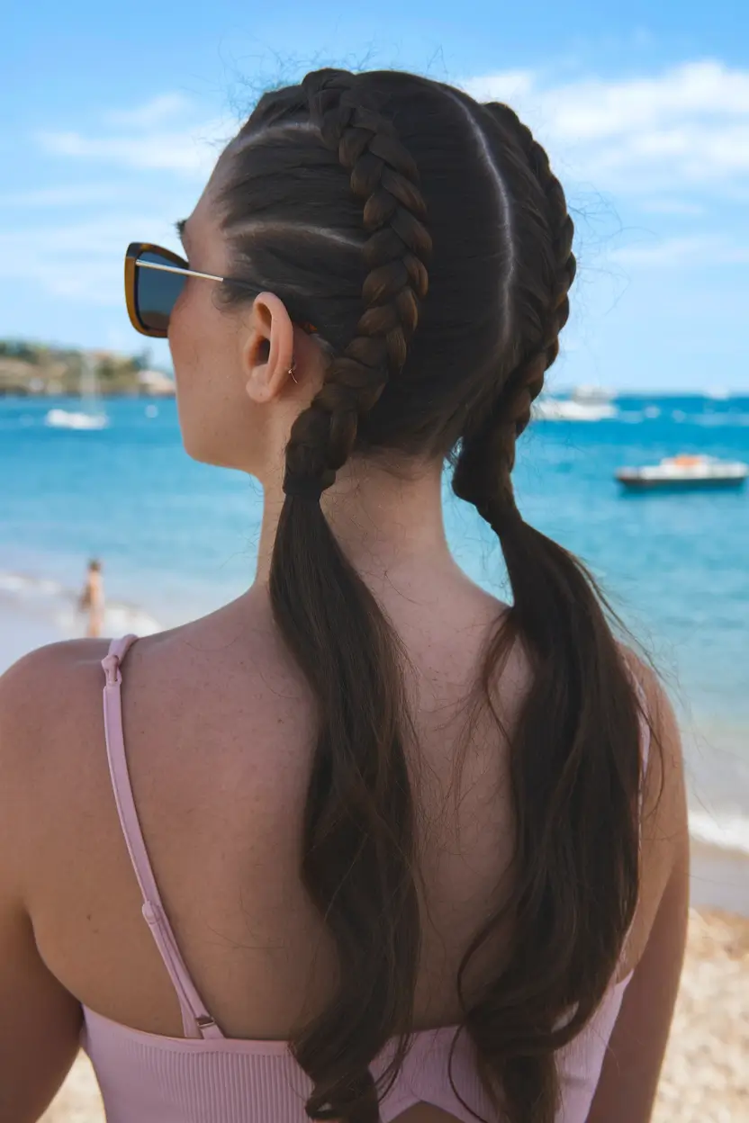 summer swimming hairstyles Double Dutch Braids for All-Day Hold