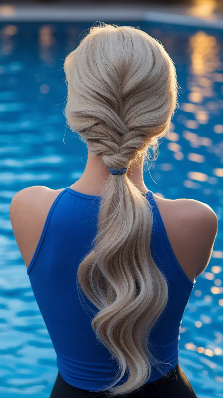 summer swimming hairstyles Wavy Low Ponytail with a Twist