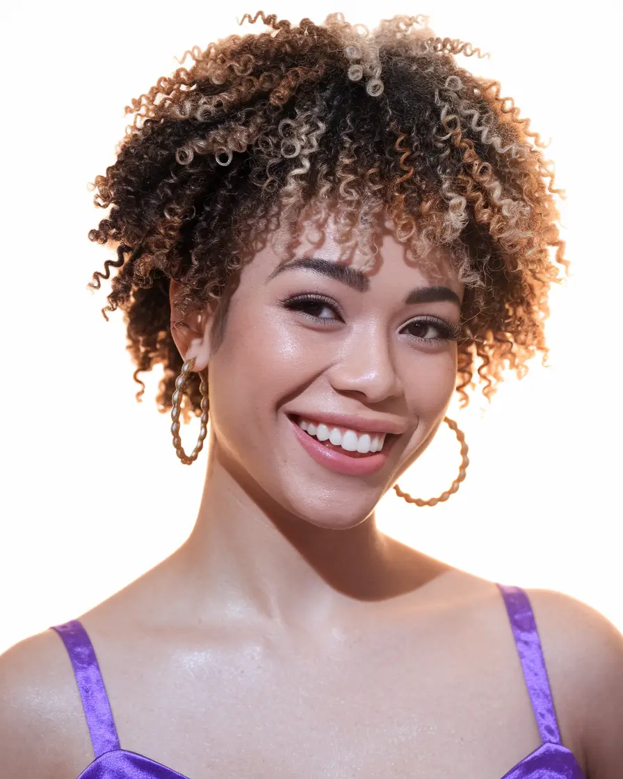 easy wig hairstyles tight curls blonde highlights
