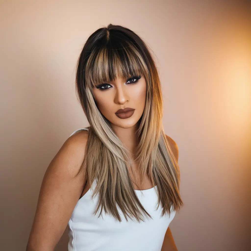easy wig hairstyles long layers curtain bangs