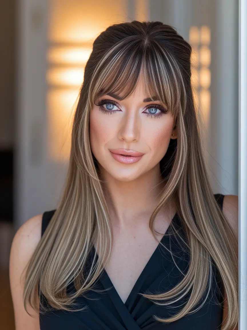 easy wig hairstyles half up curtain bangs