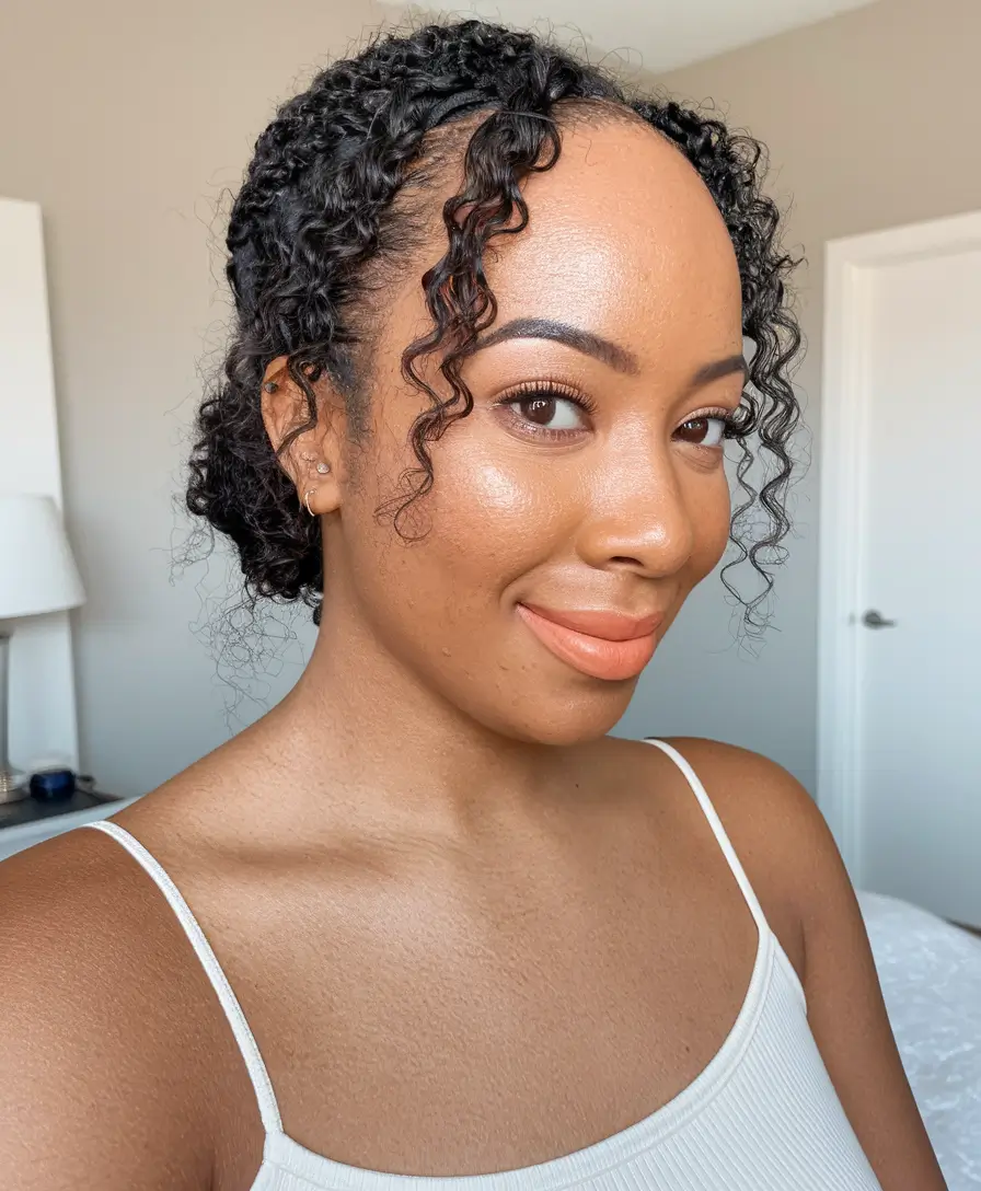 natural hair summer styles Soft Textured Updo with Face-Framing Curls