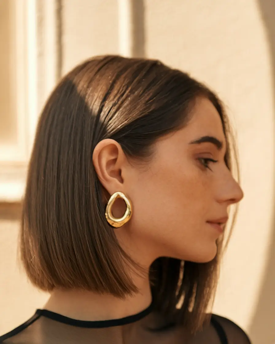 natural hair summer styles Classic Sleek Bob with Subtle Shine