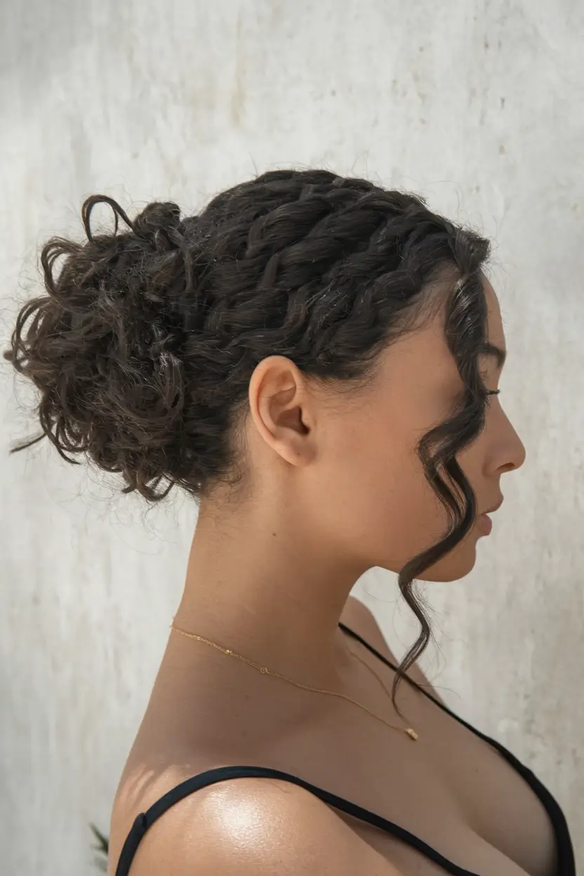 natural hair summer styles Twisted Low Bun with Loose Curls
