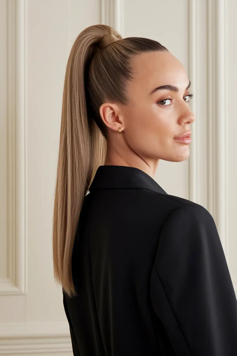 natural hair summer styles High Sleek Ponytail with a Wrap Detail