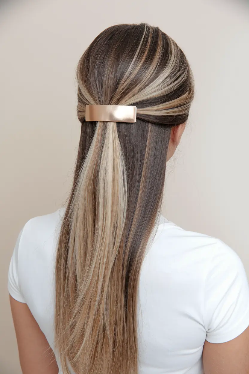 natural hair summer styles Sleek Half-Up with Bold Blonde Highlights