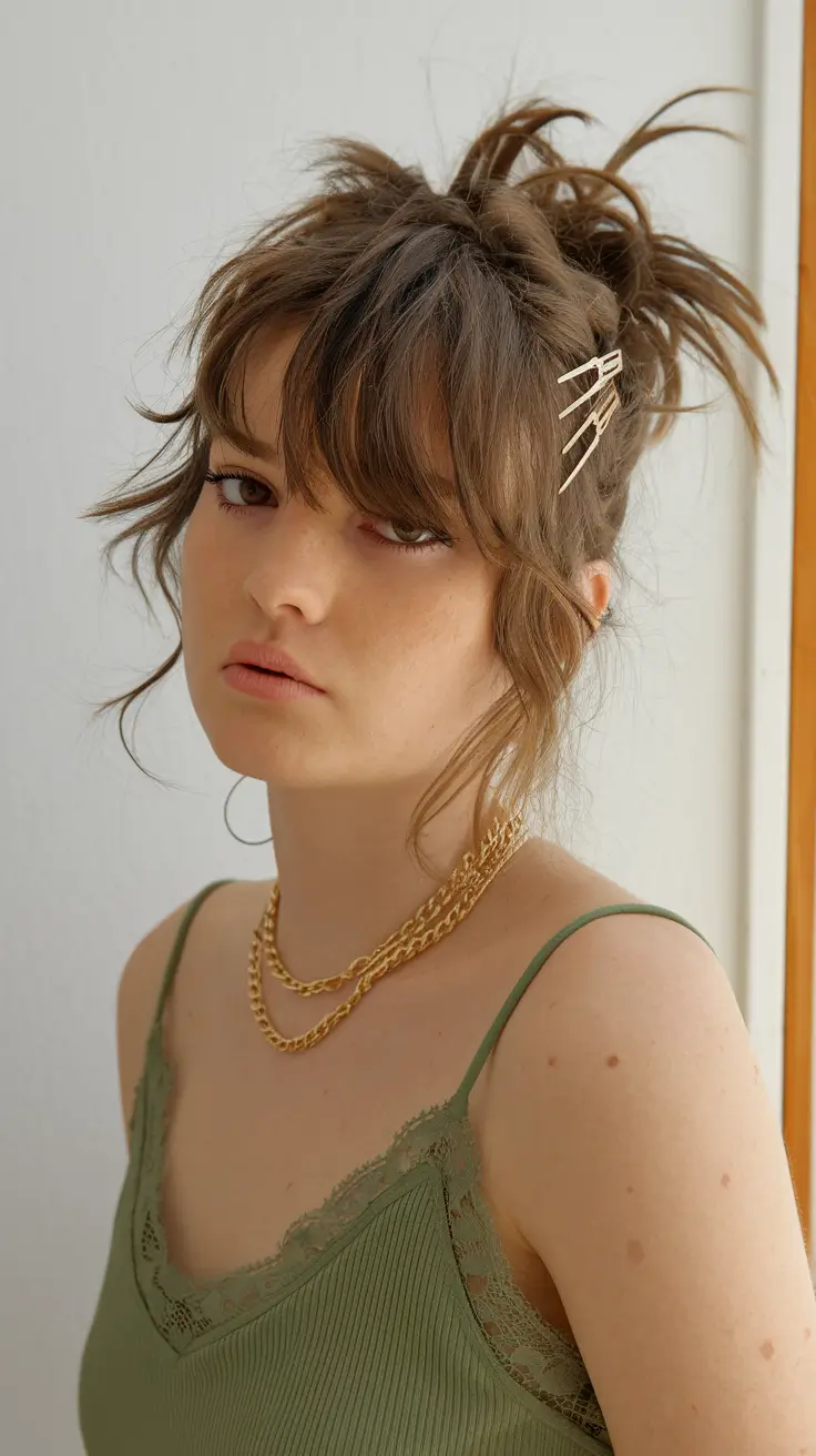summer hairstyle ideas textured updo hair clips