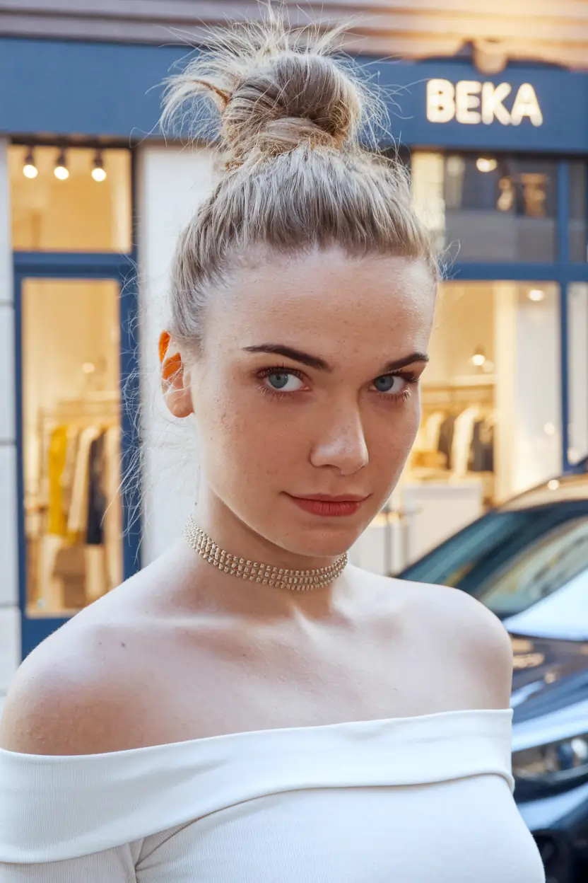 summer hairstyle ideas messy top knot