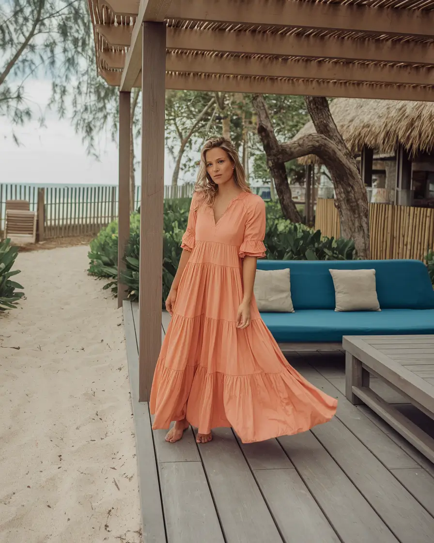 Every Day Casual Dresses Outfits Summer Peachy Calm in Coastal Tiers