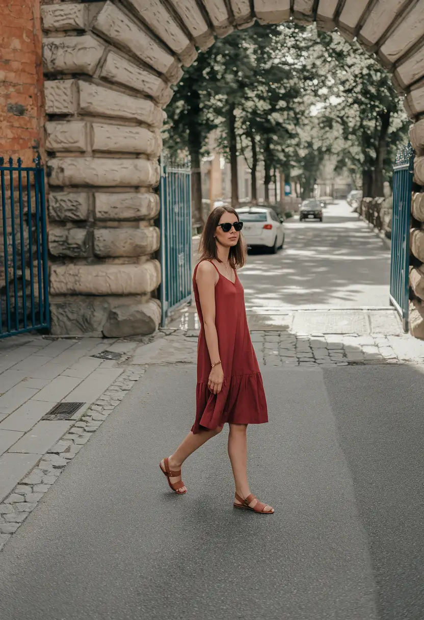 Every Day Casual Dresses Outfits Summer Minimalistic Elegance in Red for the Urban Girl
