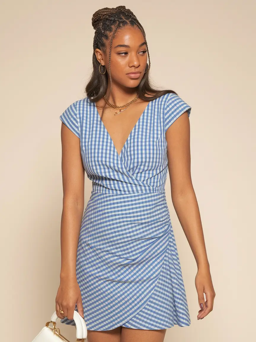 Every Day Casual Dresses Outfits Summer Classic Blue Gingham with a Skater Twist