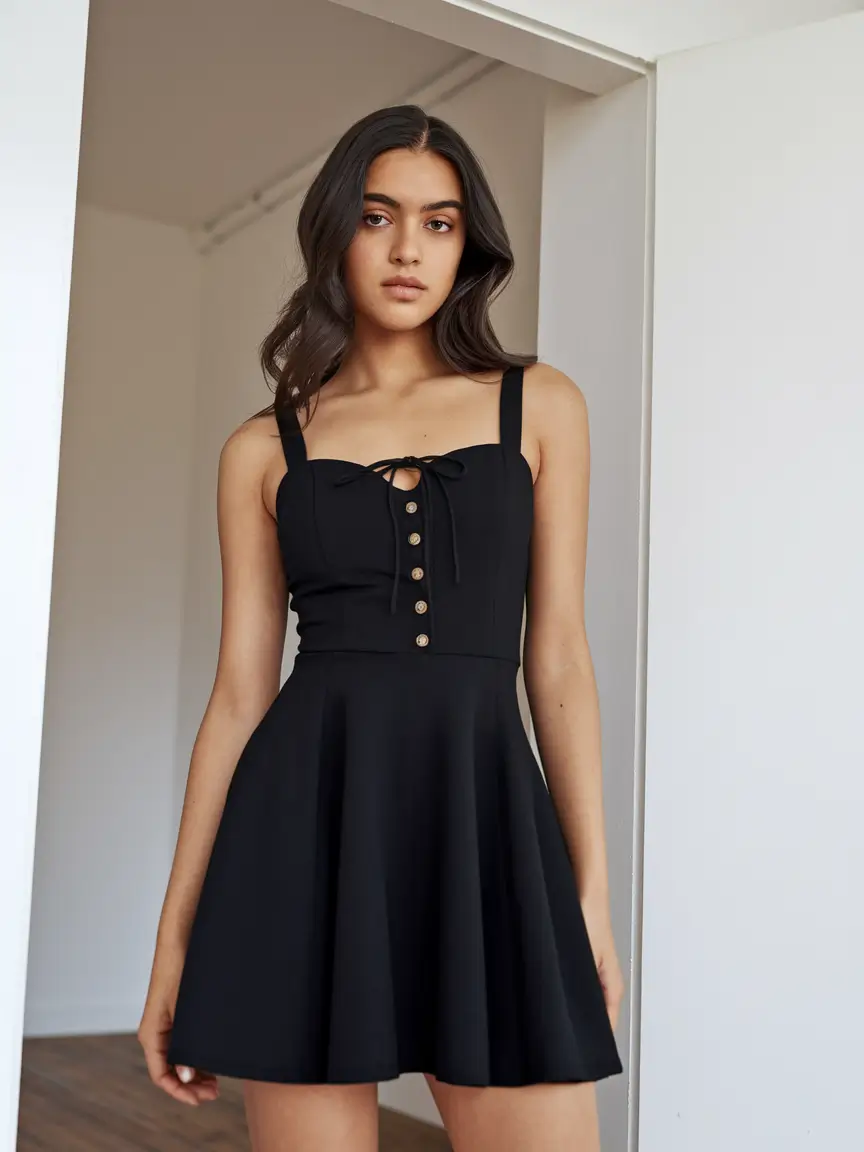 Every Day Casual Dresses Outfits Summer Minimalist Black Skater Silhouette