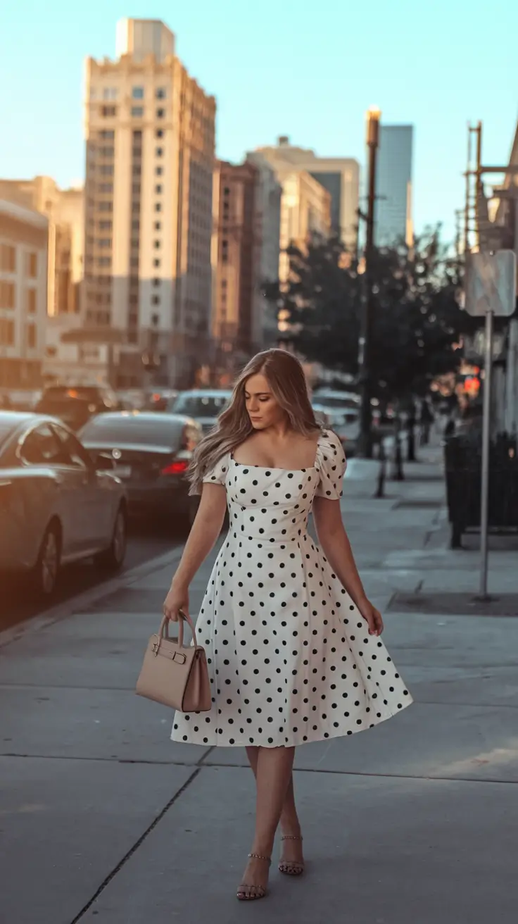 Every Day Casual Dresses Outfits Summer Retro Dots for a Sunset City Walk