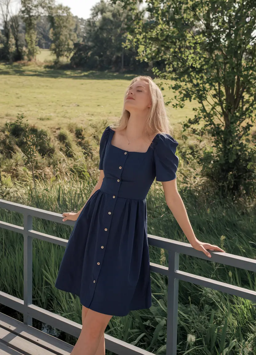 Every Day Casual Dresses Outfits Summer Navy Charm in Countryside Calm