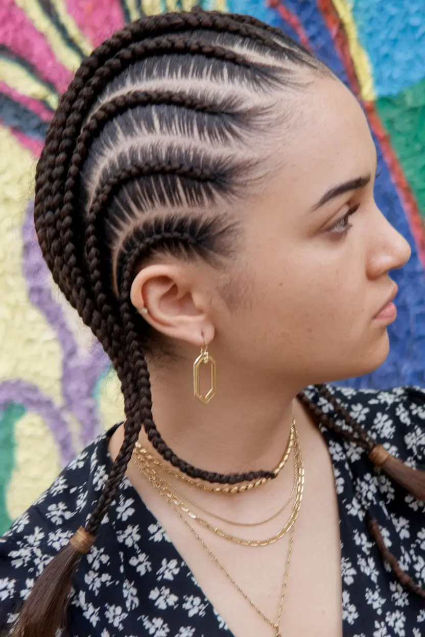 braids summer 2025 Intricate Cornrow Patterns Gold Accents