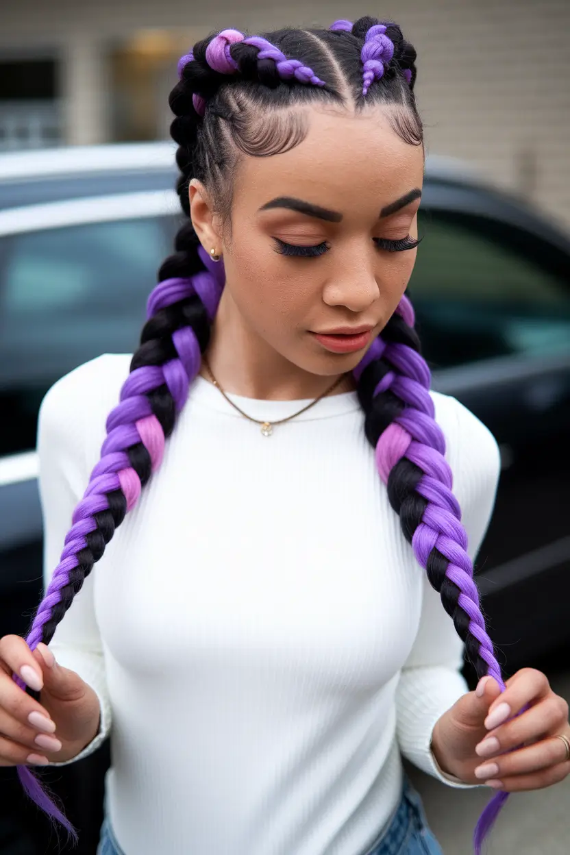 braids summer 2025 Color Pop Dutch Braids