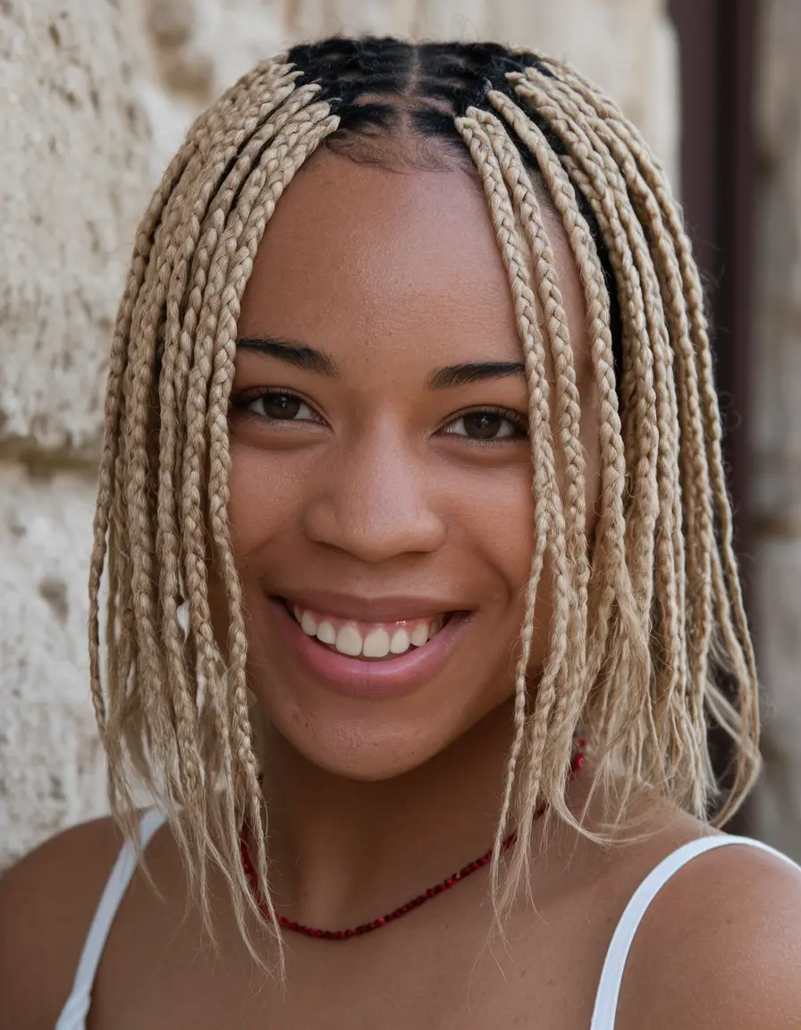 braids summer 2025 Chic Blonde Knotless Bob Braids