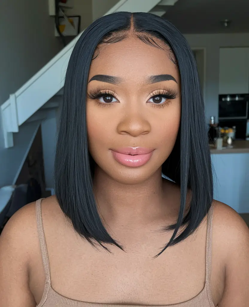 gorgeous black women hairstyles 2025 Sleek and Straight Lob for Effortless Chic