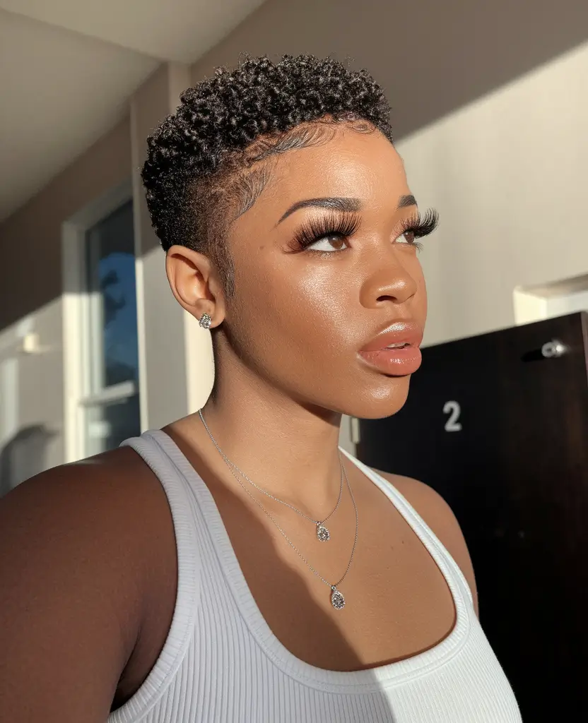 gorgeous black women hairstyles 2025 Bold Tapered Cut with Defined Curls