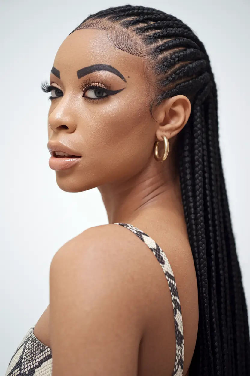 gorgeous black women hairstyles 2025 Sleek Cornrow Braids with a Classic Twist