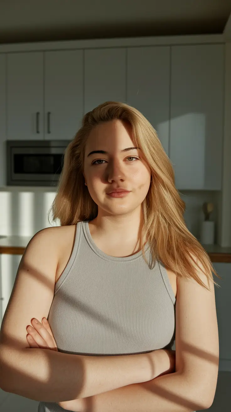 haircuts for chubby faces long Golden Layered Length with a Soft Side Flip