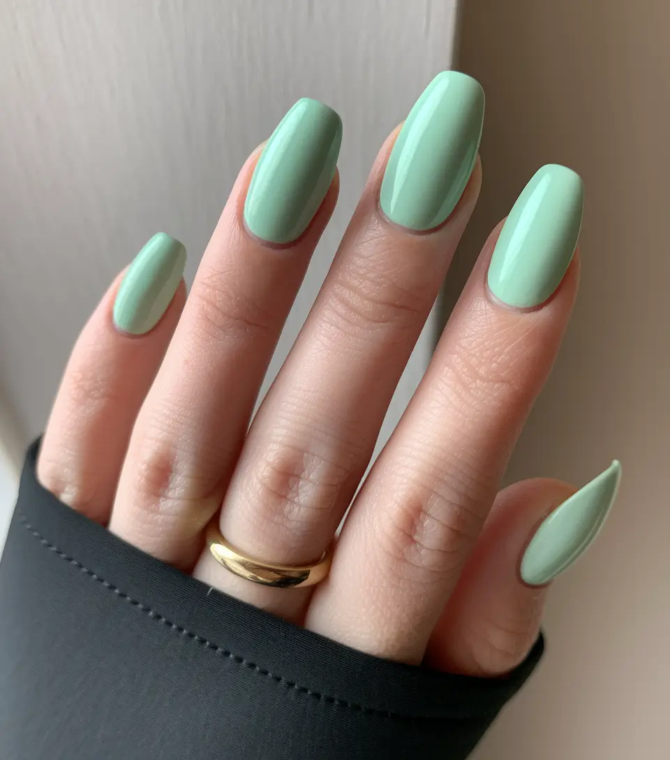 june nails color ideas 2025 Soft Olive for Everyday Ease