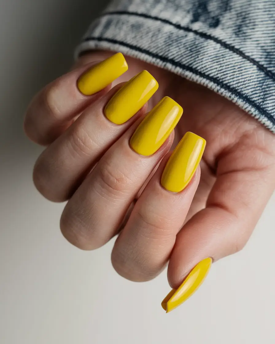 june nails solid color High Gloss Lemon Drop