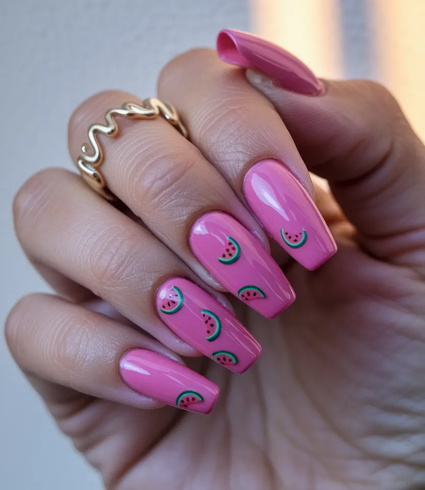 june nails color ideas 2025 Watermelon Sugar, Yes Please