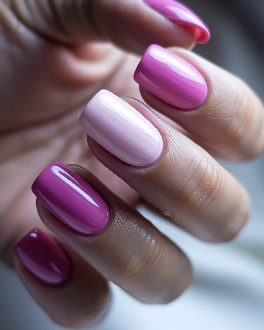 june nails color ideas 2025 Berry Gradient Bliss