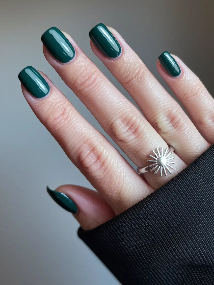 june nails color 2025 Deep Green for Unexpected Sophistication