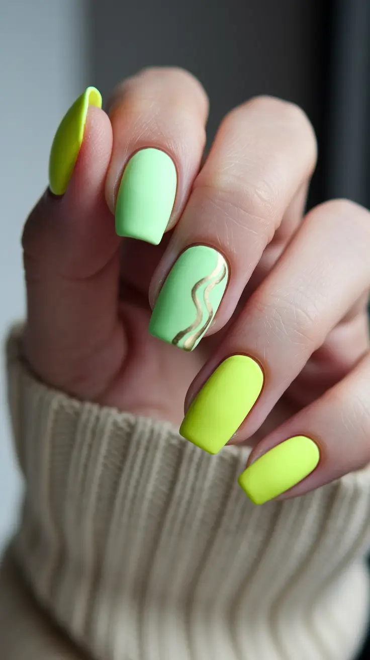 june nails ideas 2025 Matte Citrus Waves