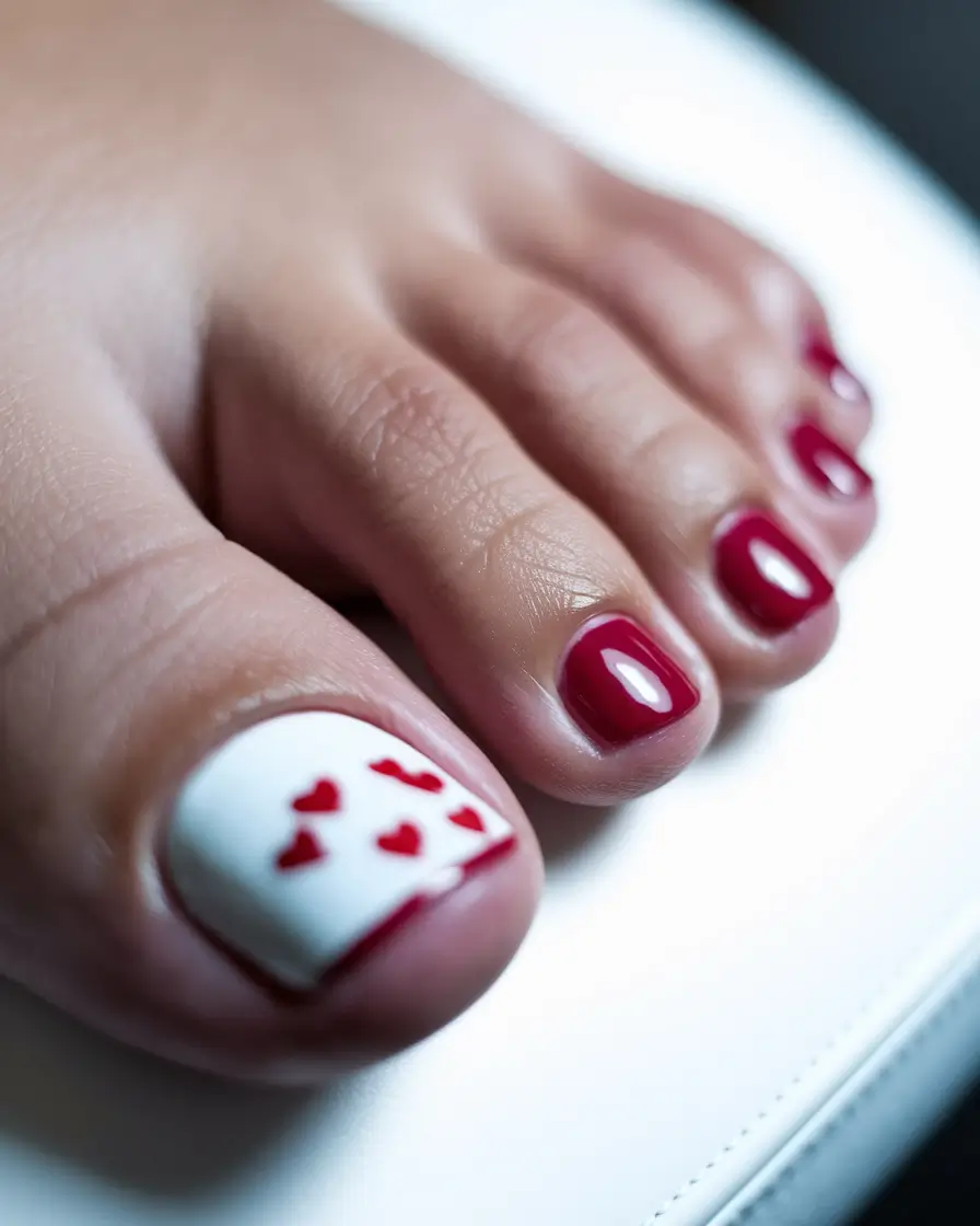 june toe nails ideas 2025 Playing Card Hearts