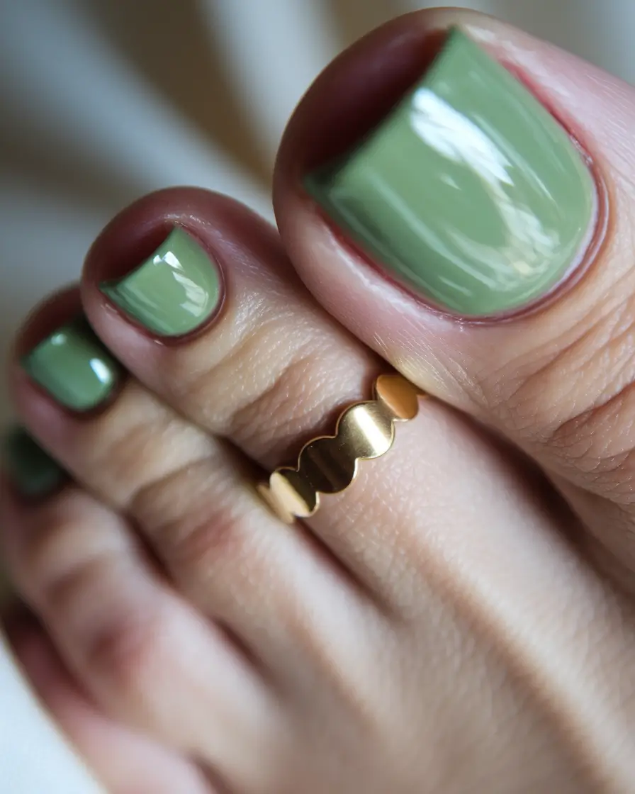 june toe nails ideas 2025 Sage Green Serenity