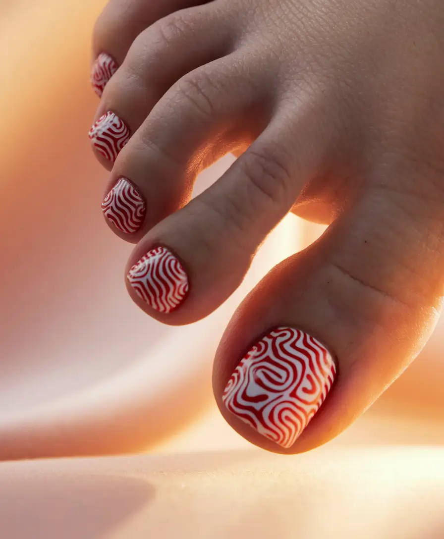 june toe nails ideas 2025 Optical Illusion Waves