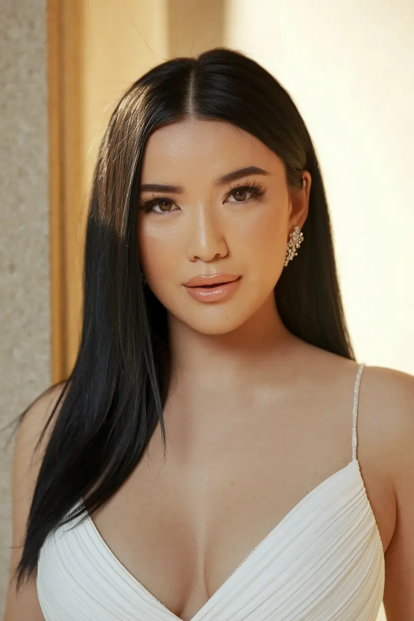 summer hairstyles for long hair 2025+Sleek and Polished with a Soft Shine