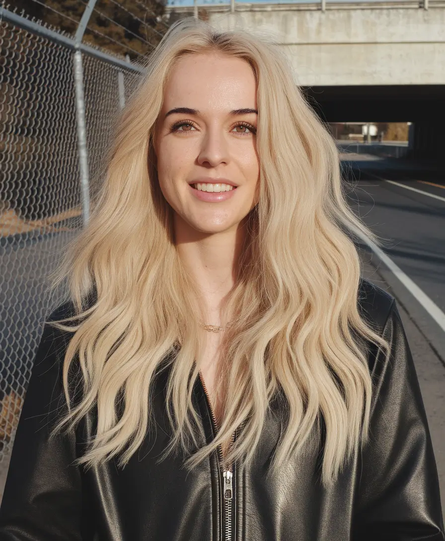 summer hairstyles for long hair 2025+Platinum Blonde Waves for an Edgy Summer Look