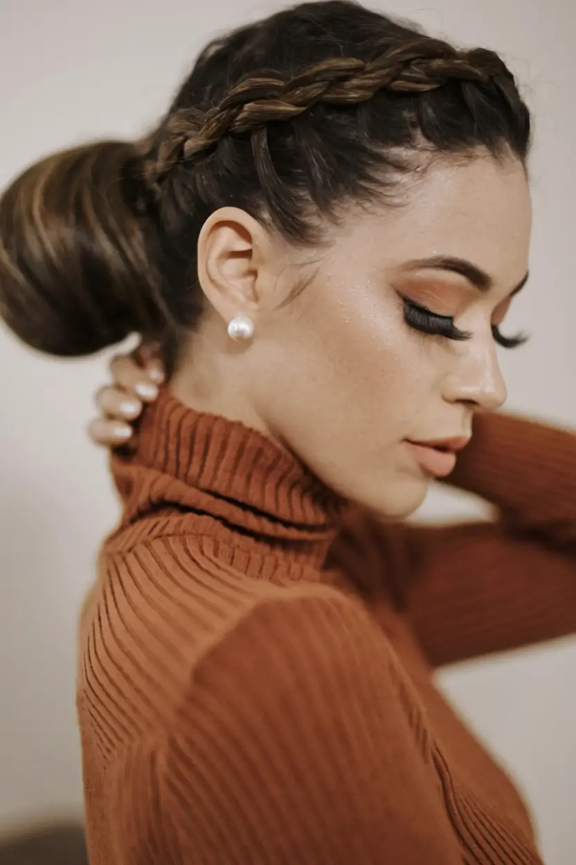 quick easy summer hairstyles Braided Headband with Low Bun