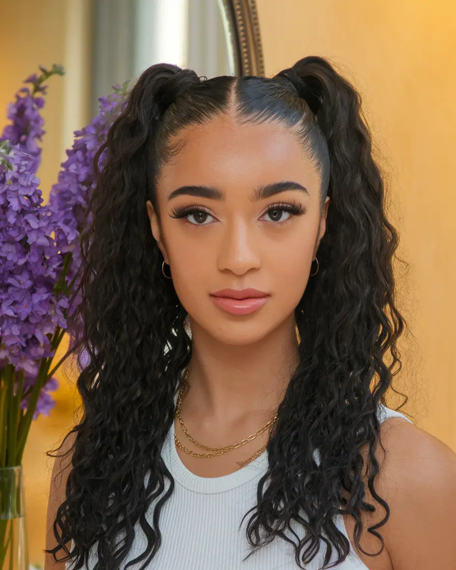 quick and easy summer hairstyles black women Double High Pigtails