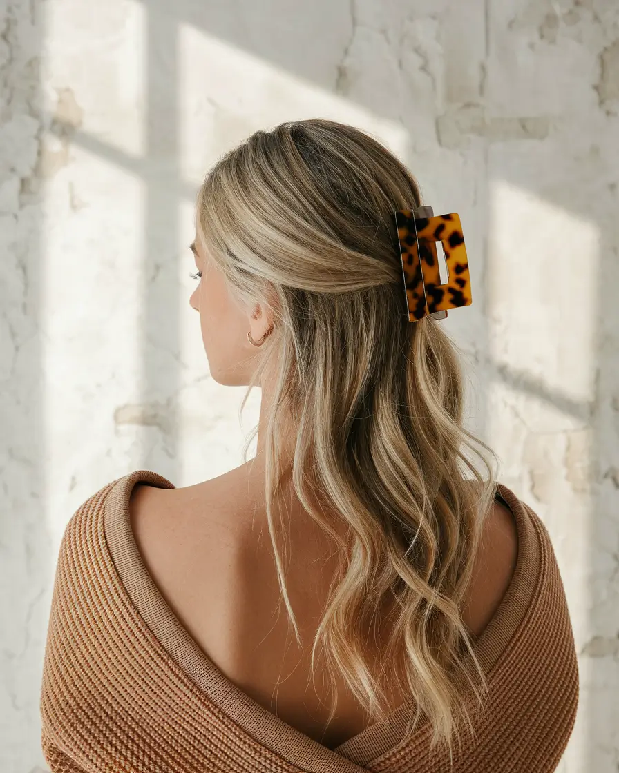 Quick Work Hairstyles Summer - Loose Waves with Tortoiseshell Clip